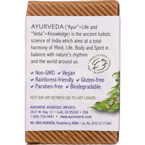 Auromere Ayurvedic Bar Soap, Lavender Neem - Eco Friendly, Handmade, Vegan, Cruelty Free, Natural, Non GMO (2.75 oz), 3 pack