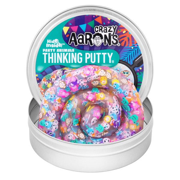 Crazy Aaron's Hide Inside! Party Animals Thinking Putty - 4" Tin Thinking Putty - Non-Toxic Sensory Play Putty - Never Dries Out - Creative Toy Fun for Ages 3+