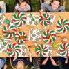 96 Pcs Christmas Peppermint Candy Party Plates Napkins Tableware Set Candy Mint Party Supplies Disposable Dinnerware Red and Green Striped Peppermint Decoration Favors for Holiday Xmas, 24 Guests