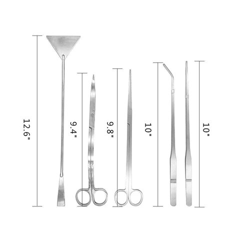Aquascaping Tools 5 in 1 Kit Aquarium Scissors Plant Tools Curved & Straight Scissor Tweezers Spatula Stainless Steel Anti Rust Aquascape Tools for Fish Tank