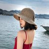 Foldable Wide Brim Floppy Straw Beach Sun Hat,Summer Cap with Bowknot for Women Girls,Strap Adjustable (1 Pack Khaki)