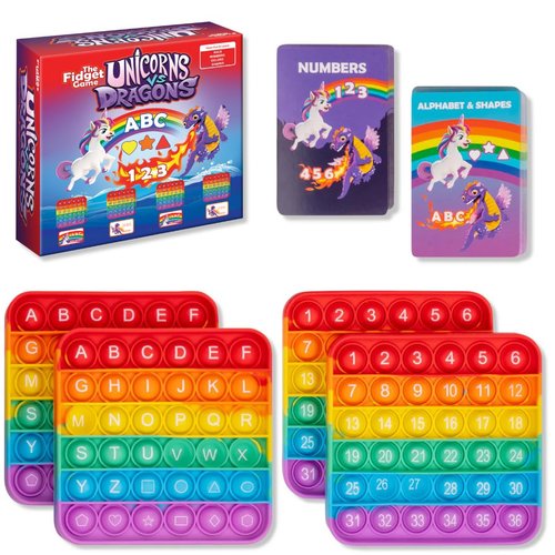 The Fidget Game Unicorns vs Dragons, Fun Educational ABC Toys to Learn Alphabet, Numbers, Shapes & Colors, Interactive Learning Tools for Pre-K & Kindergarten