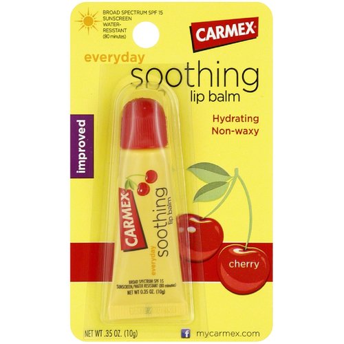 Carmex Soothing Everyday Lip Balm, Cherry 0.35 oz (Pack of 7)