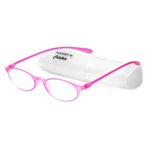 Calabria 719 Flexie Oval Reading Glasses +6.00 Fuchsia Men/Women Bendable One Power Readers TR90 Flexible