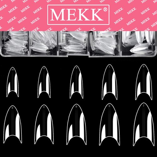 Short Stiletto Nail Tips Clear Nail Tips Half Cover MEKK 600PCS Acrylic False Nail Tips Fake Nail Tips for Nail Salons and DIY Nail Art at Home,10Sizes