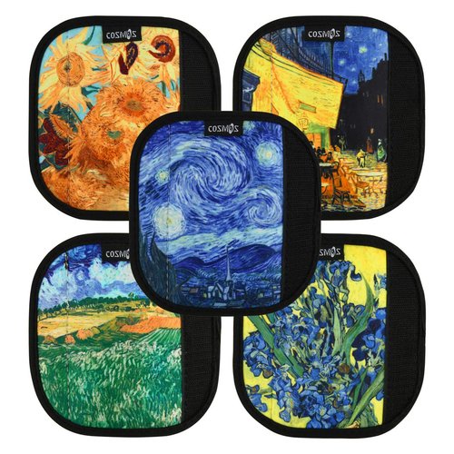 CM Pack of 5 Neoprene Luggage Handle Wrap Handle Grip Luggage Identifier for Travel Bag Luggage Suitcase (Painting Patterns - VANGO (5 Pcs))