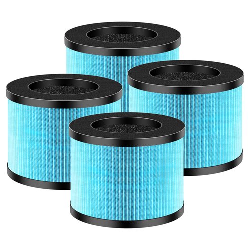 ROMON MK01 & MK06 Filter Replacement for MK01 MK06, ToLife TZ-K1, Kloudi DH-JH01 air Purifier, Standard Version, 4 Pack, Blue