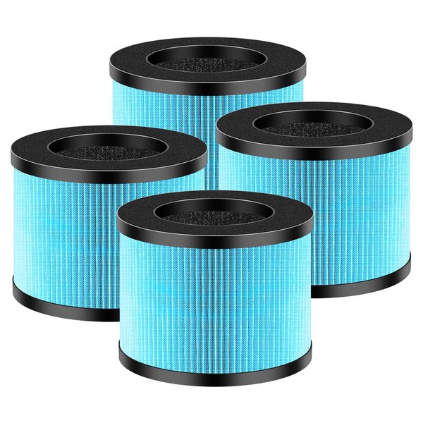 ROMON MK01 & MK06 Filter Replacement for MK01 MK06, ToLife TZ-K1, Kloudi DH-JH01 air Purifier, Standard Version, 4 Pack, Blue