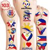 103 PCS Philippines Filipino Flag Pride Temporary Tattoos Stickers Themed Birthday Party Decorations Supplies Decor Favors Star Sun Flags Tattoo Sticker Gifts For Kids Boys Girls Class Prizes Carnival