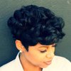 DOcute Black Short Pixie Cut Wigs for Black Women Short Wavy Hair Wig Pixie Cut Curly Wig with Bangs for Black Women Synthetic Fluffy Daily Wig Layered Heat Resistant Wigs (Natural black)