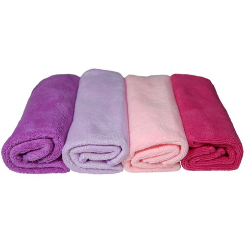 EcoSol Designs - Microfiber Towels Cleaning and Drying Must-Have, Soft, Thick Quick Dry Towel for Personal/Home/Office Use, 4 12-x-12-inch Microfiber Towels - Dark and Light Pink, Purple and Lavender
