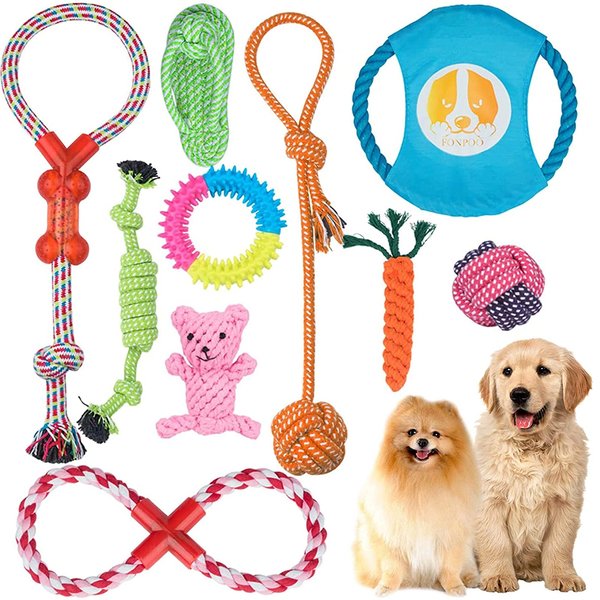 Angelland Dog Chew Toys for Small to Medium Dogs - 10 Pack Tough Dog Toys, Interactive Rope Teething Toy for Puppy, Durable Tug of War Toy, Birthday and Festival Gift Toy Set