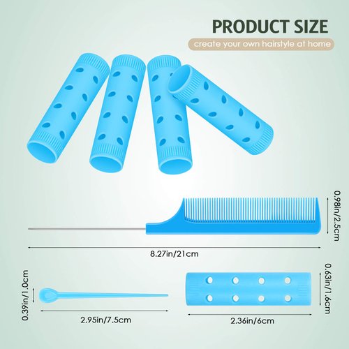 Small Size Hair Roller Includes 28 Plastic Smooth Hair Rollers 0.63 Inch/ 1.6 cm Hair Curlers with Steel Pintail Comb for Short Hair Long Hair Hairdressing Styling Tools, Blue