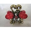 Generic small mini metal heart jeweled antique bronze hair claw clip (Primary color: Green), 1 Count (Pack of 1)