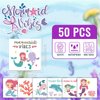 EMOME 50 Sheets Individually Wrapped Mermaid Tattoos for Kids Girls, Mermaid Temporary Tattoos for Birthday Party Decorations Favors Supplies, Ocean Themed Tattoo Stickers for Mermaid Games