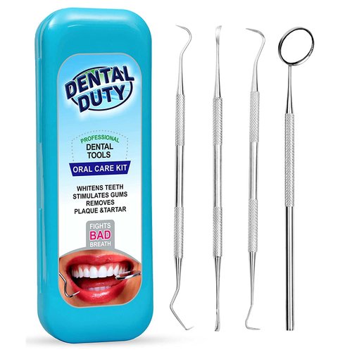 Dental Tools, Dental Pick for Teeth Cleaning - Dental tools to remove plaque and tartar - Dentist Instrument Set for Teeth Cleaning - Stainless Steel Scraper and Mouth Mirror for Calculus (Aqua)