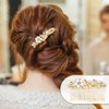 Dizila 8 Pieces Gold Metal Vintage Pearl Rhinestone Butterfly Flower Leaf Sun Moon Prom Bridal Wedding Hair Side Combs French Twist Hair Pins Grips Headpieces for Women Girls