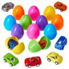PREXTEX Stuffed Easter Eggs with Mini Pull-Back Car Inside - Plastic Easter Eggs Stuffed - Easter Egg Fillers for Toddlers - Easter Toys Basket Stuffers/Fillers - Easter Gift/Presents Stuffed Eggs