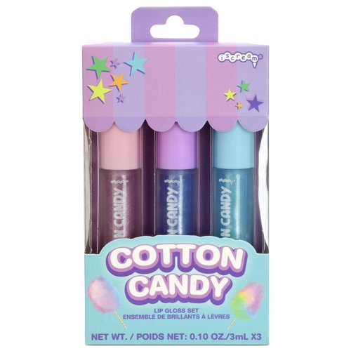 iscream Cotton Candy Carnival 3-piece Lip Gloss Set with Berry, Vanilla & Strawberry Scents