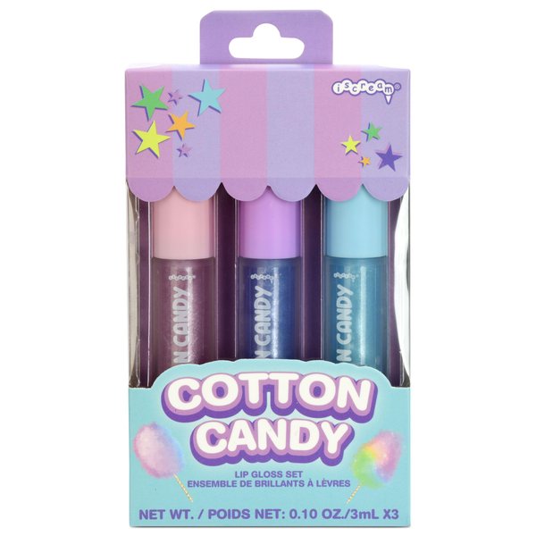 iscream Cotton Candy Carnival 3-piece Lip Gloss Set with Berry, Vanilla & Strawberry Scents