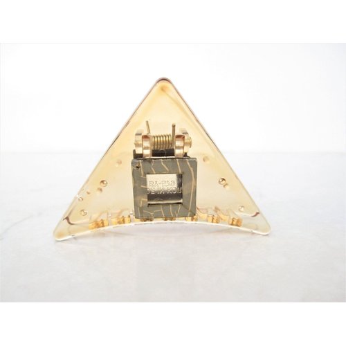 Generic Clear transparent triangle bronze design hair claw clip for medium fine hair (Color: Gold design), 1 Count (Pack of 1)