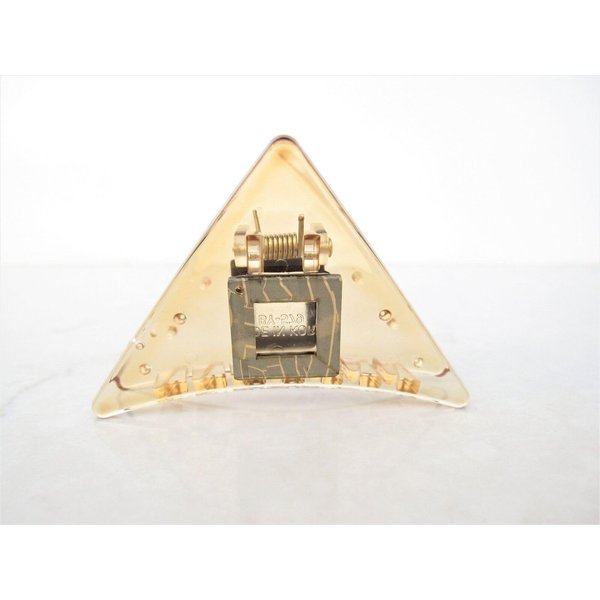 Generic Clear transparent triangle bronze design hair claw clip for medium fine hair (Color: Gold design), 1 Count (Pack of 1)