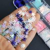 12 Grids 3D Snowflake Nail Art Sequins Winter Christmas Nail Glitter Flakes Laser Nail Sequins Holographic Glitter Designs Snowflake Nail Charms Christmas Nail Stickers for Xmas Party Nail Decorations