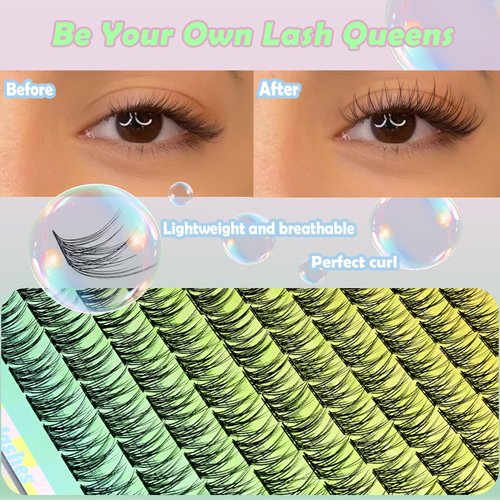QIXCOZTI Lash Clusters Wispy Cluster Eyelash Extensions Individual Lashes Lash Extension DIY False Eyelashes Soft Comfortable Natural Eyelash Clusters with Thin Band((Wispy fishtail)