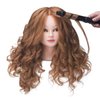 IBLUES 26"-28" Mannequin Head with 60% Real Hair, Hairdresser Practice Training Head Cosmetology Long Hair Manikin Doll Head with 9 Tools and Clamp - #27 Golden, Makeup On