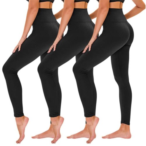 TNNZEET 3 Pack Black Leggings for Women - Tummy Control High Waisted Soft Yoga Pants for Workout
