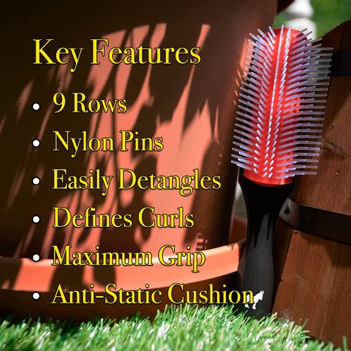 Pete &amp; Pedro Classic Cushion 9 Row Nylon Bristle Men&#39;s &amp; Women Hair Brush | Great for Separating,...