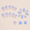 MISUD Short Square Press on Nails Squoval Fake Nails Glossy Glue on Nails Blue Gradient Acrylic Nails Spring Butterfly Artificial Nails Summer Bling Glitter Stick on False Nails with Design 24 pcs