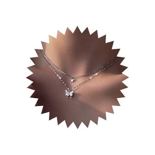 TseanYi Butterfly Choker Necklace Layered Butterfly Pendant Necklace Mini Butterfly Short Choker Duoblelayer Silver CZ Butterfly Pendant Necklace Chain