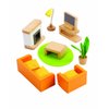 Hape Wooden Doll House Furniture Media Room Set| Pretend Playset for Kid’s Wooden Dollhouse