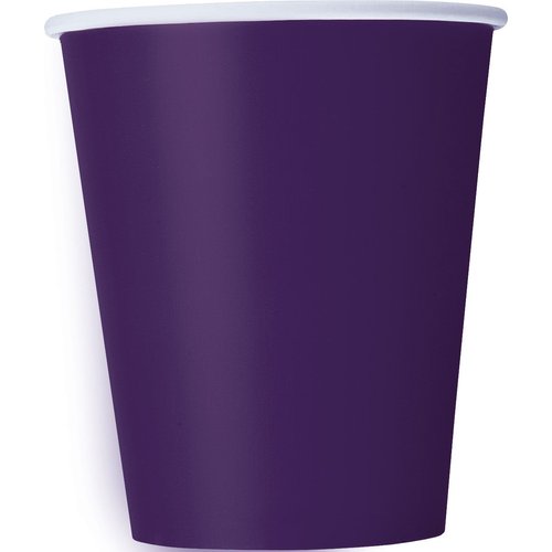 Plain Deep Purple Disposable Paper Cups - 9oz, 14 Count - Ideal for Parties, Picnics, & All Occasions