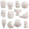 SCS Direct DIY Party Craft Kit Jumbo Blank Slow-Rising Squishies -12 Different 4-6" Designs -White Kawaii Sqwishy Toys for Painting, Soft Scented Stress Relief Art Crafts -Kids Holiday Birthday Gift