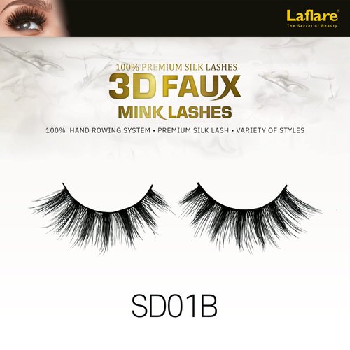 Laflare Silk Lashes 3D FAUX MINK Eyelashes, Light, Reusable, Handmade, Natural Looking, Professional Easy to Apply Eyelashes in a Knitted Style1-3 PACKS BUNDLE SPECIAL (3, SD01B)