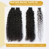Loose Curly Tape in Human Hair Extensions 18Inch #1B Natural Black Tape in 100% Real Human HairExtensions Water Wave Double Sided Human Hair Tape ins Extensions for Black Women 20PCS 50G