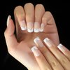 Nude Natural French Nail Fake Nails Short Length Designed False Nails Press On White Silver Glitter Tips
