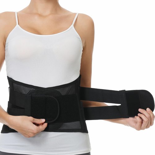 NeoTech Care Adjustable Double Pull Lumbar Brace/Lower Back Belt, Black, Size L