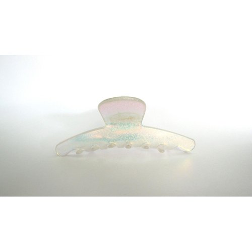 Generic Clear frosted white spotted Iridescent hair claw clip for fine thin hair