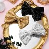 Ipetboom 3Pcs Glitter Bow Hairpin Black Gold Sliver Bling Hair Bows Sparkling Sequin Bow Tie Hair Clip Girls Hair Bows for Girls Hair Accessories