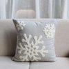 Elife Soft Square Christmas Snowflake Home Decorative Canvas Cotton Embroidery Throw Pillow Covers 18x18 Cushion Covers Pillowcases for Sofa Bed Chair (1 Pair, Grey)