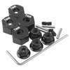 Vgoohobby Metal 12mm Hex Wheel Hubs 7mm Thick Drive Adapters with Flanged Lock Nuts Compatible with Traxxas 1/10 4WD Rustler Slash Stampede RC Car，Replace Part 1654 (Black)