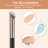 TEOYALL 3 Piece Black Wood Contour Conceal Brush Set with Angled Synthetic Concealer Brush for Liquid, Cream and Powder Cosmetics