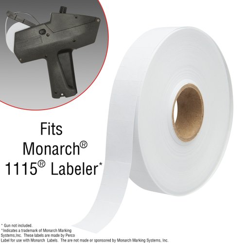 White Pricing Labels for Monarch 1115 Price Gun - 10 Rolls, 15,000 Price Marking Labels
