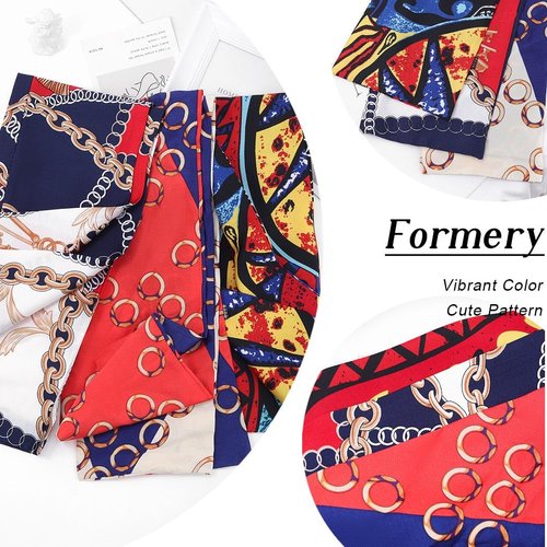 Formery Red Silk Headbands Women Long Satin Edge Scarf for Hair African Pattern Head Wrap to Lay Edges (Pack of 3)