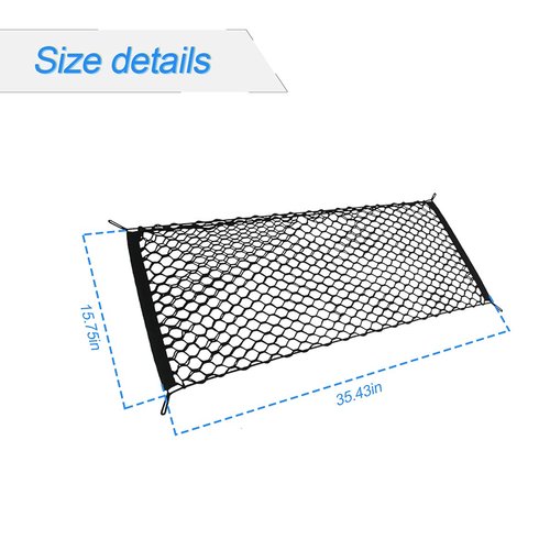 Car Rear Cargo Net, Adjustable Elastic Storage Organizer Net, Trunk Cargo Storage Net, Universal Fit for Car, Vehicle, SUV (35.4"x15.8")