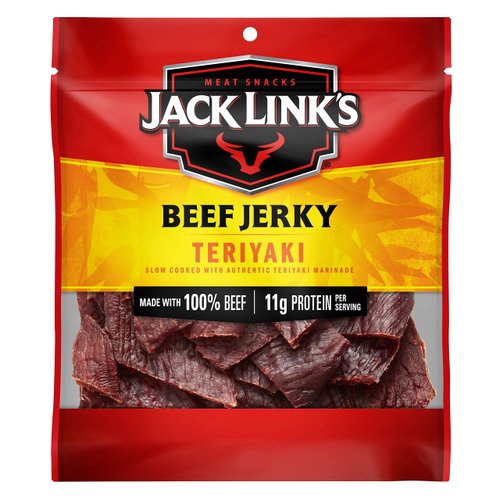 Jack Link's Beef Jerky, Teriyaki Flavor, 2.85 Oz - Flavorful Meat Snack, 11g Of Protein And 80 Calories, Made With 100% Beef - No Added MSG Or Nitrates/Nitrites