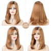 SEVENCOLORS Medium Length Strawberry Blonde Wigs for Women Layered Ombre Blonde Wig with Dark Roots Synthetic Hair Wigs for Daily Party Halloween
